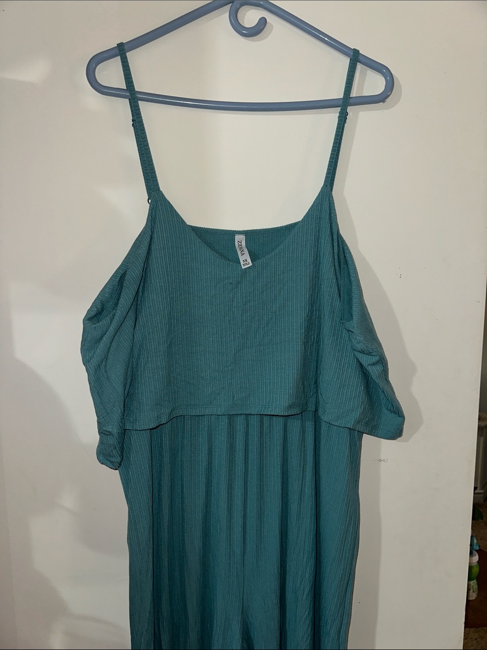 Zenana Teal Ribbed Spaghetti Jumper